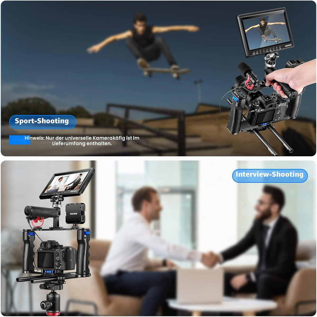 NEEWER Montageset für Videokamera, Aluminiumlegierung, mit Zwei oberen Griffen, 15 mm, kompatibel mi