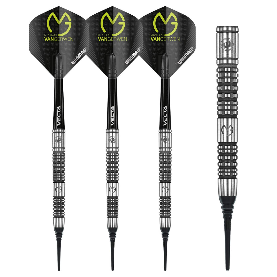 WINMAU Michael Van Gerwen MvG Absolute Tungsten Softip Darts Set 18 Gram with Prism Flights and Vect