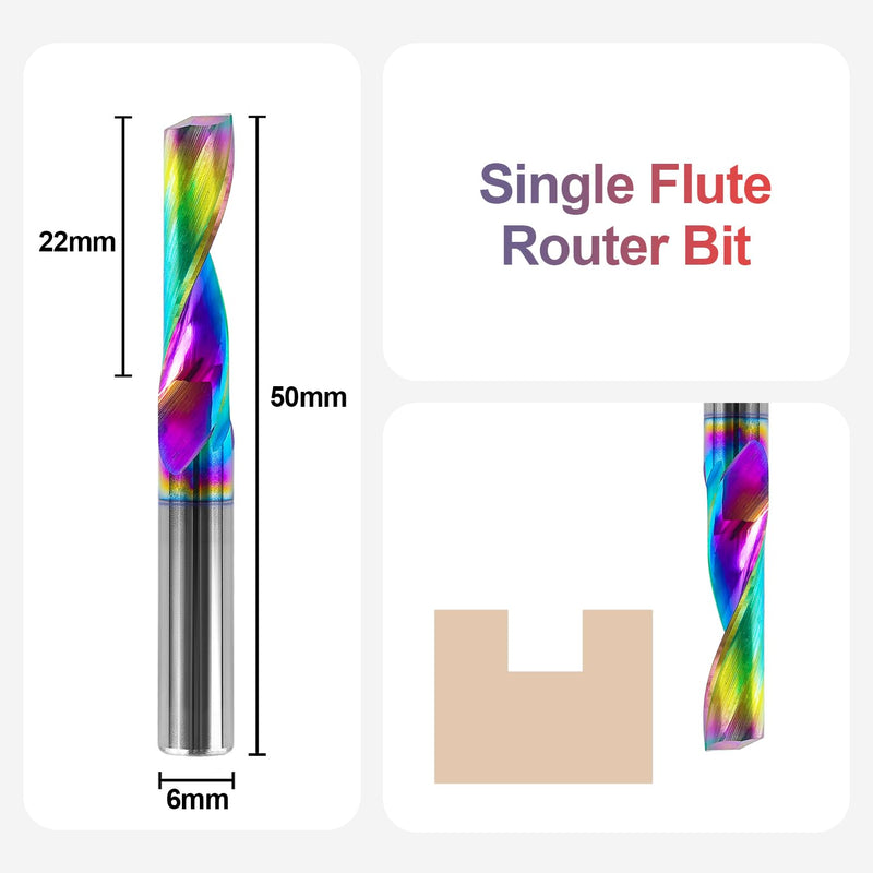 SpeTool 5 Stück Alu Fräser 6mm Schaft VHM Fräser Schaftfräser Fräser Aluminium 22mm Schnittlänge Ein