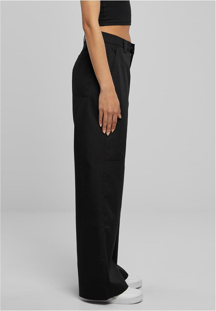 Urban Classics Damen Ladies Straight Leg Workwear Pants Hose 28 Schwarz, 28 Schwarz