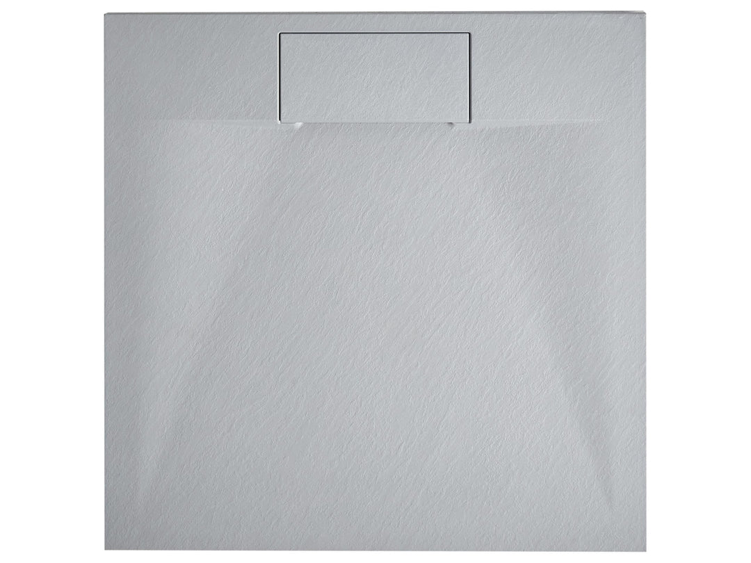 SMC Duschwanne mit Ablaufrinne 90x90 cm Steinoptik grau 3 cm hoch Azzuro