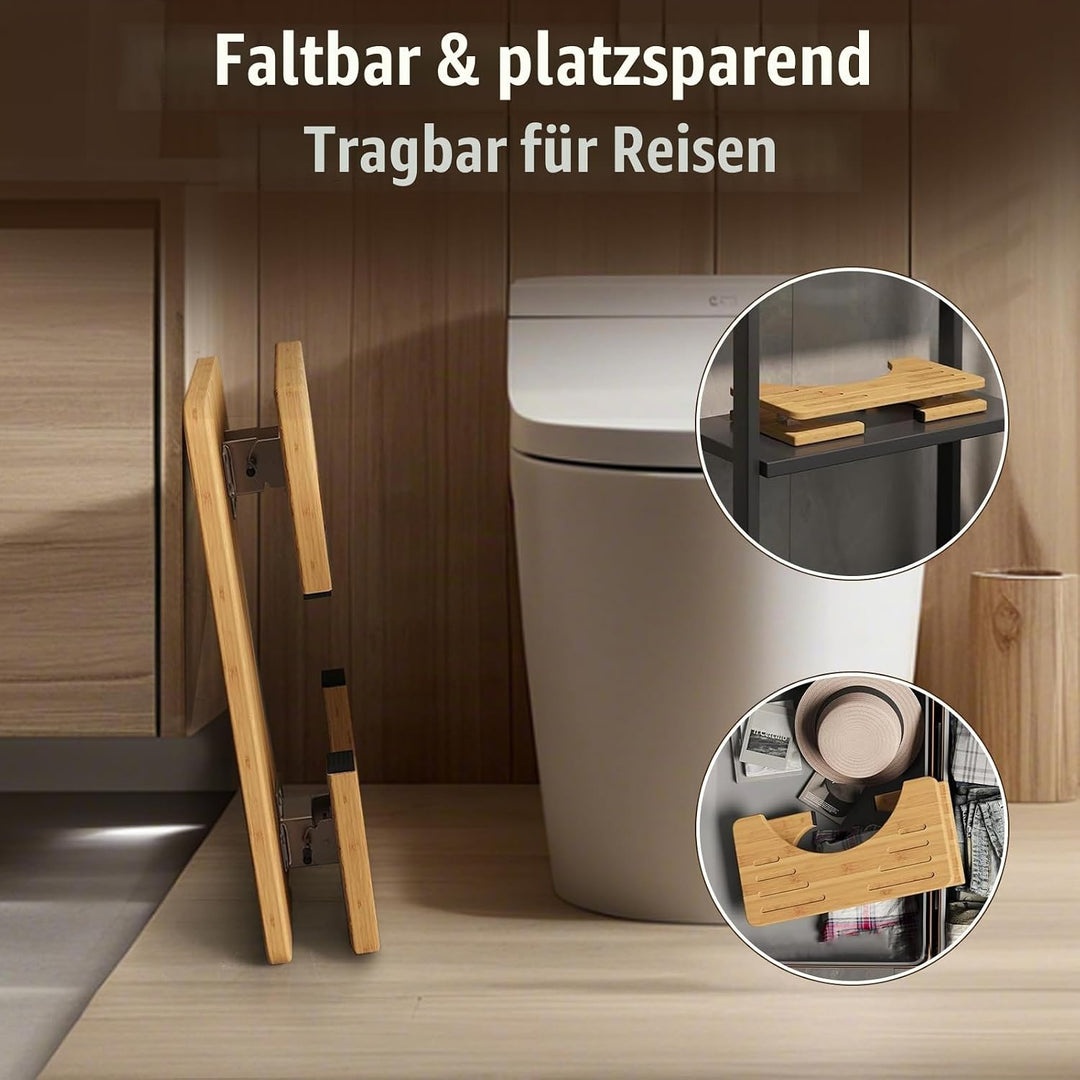 Bambus Toilettenhocker für Erwachsene, Klohocker, Ergonomischer WC-Hocker zur Förderung der Darmgesu