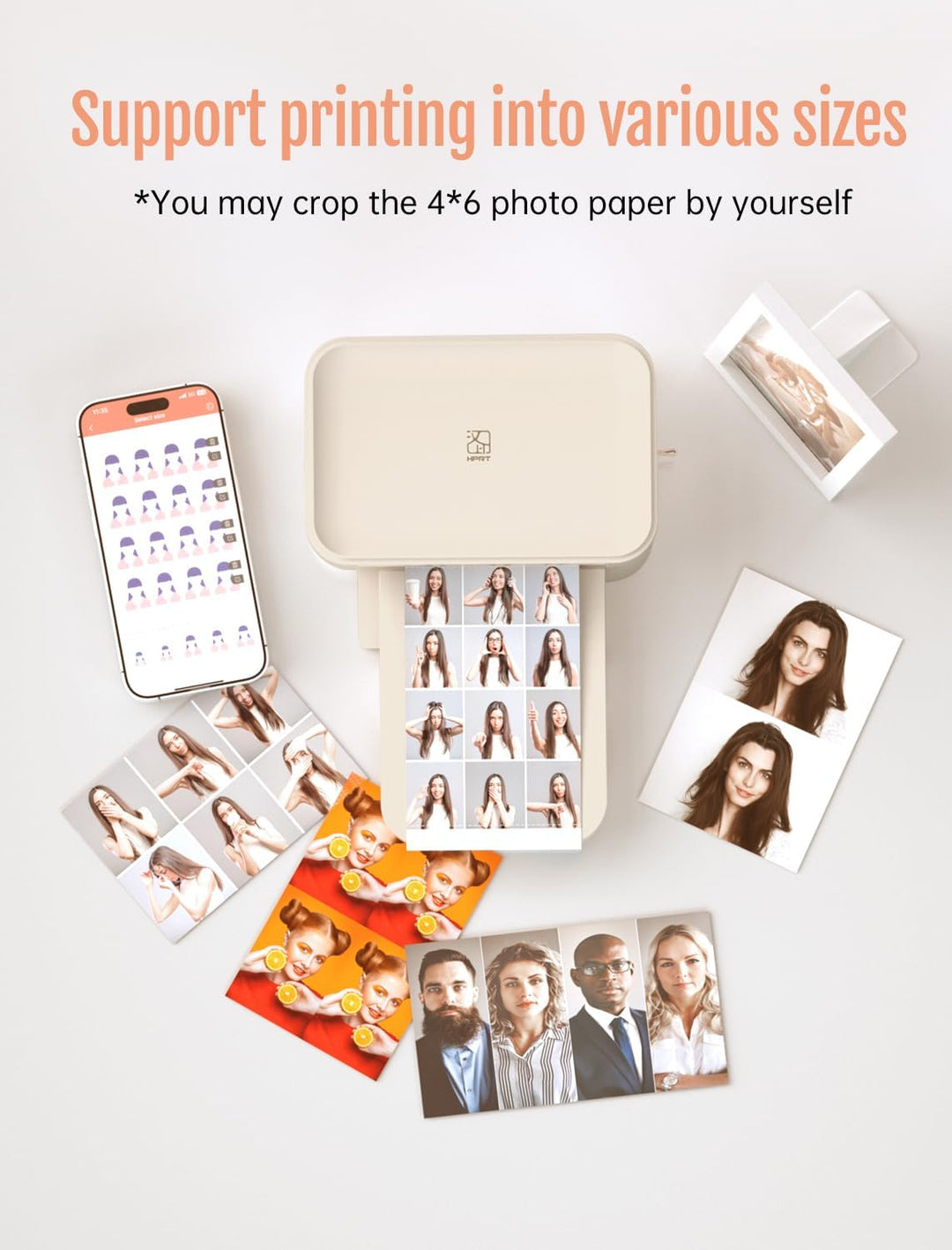 HPRT Fotodrucker 4x6, +20 Blatt & 1 Farbband, WLAN-fähiger drahtloser Sofortbilddrucker für iPhone,