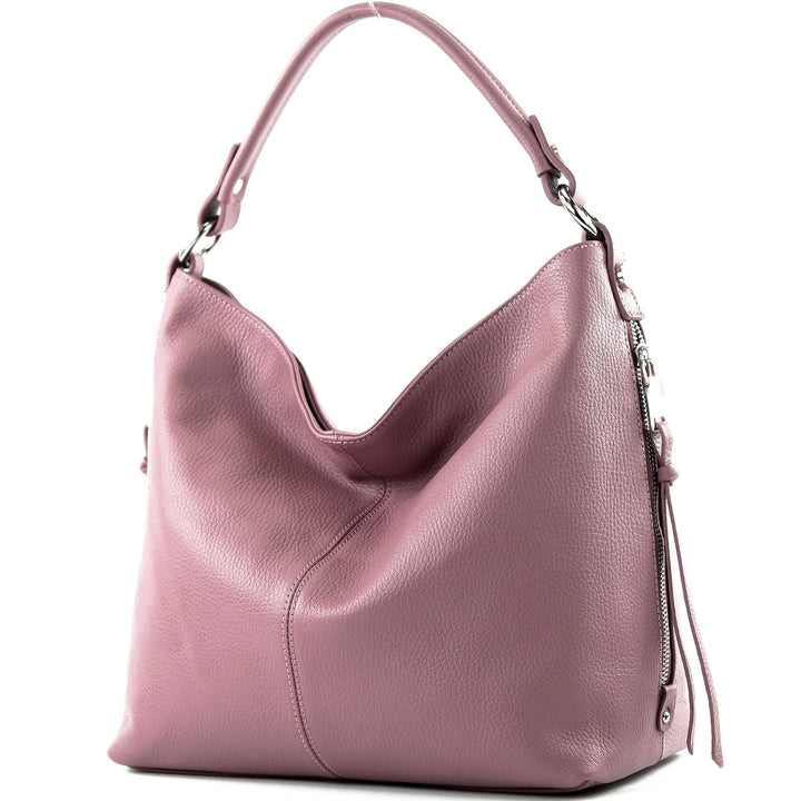 modamoda de Damen Schultertasche, Leder T160 T160 Altrosa, T160 Altrosa