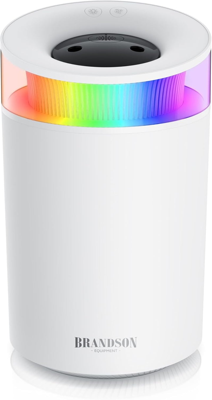 Luftbefeuchter 2,5 Liter leise - 7 LED Farben Stimmungslicht – 2 schaltbare Dampfausgänge – integrie