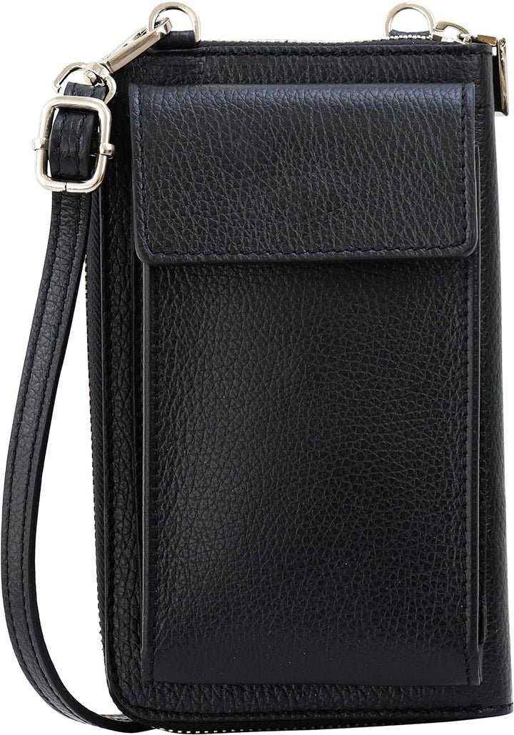 SH Leder Damen Handytasche Umhängetasche Geldbörse Multifunktion Beutel aus Echtleder Verstellbar Sc