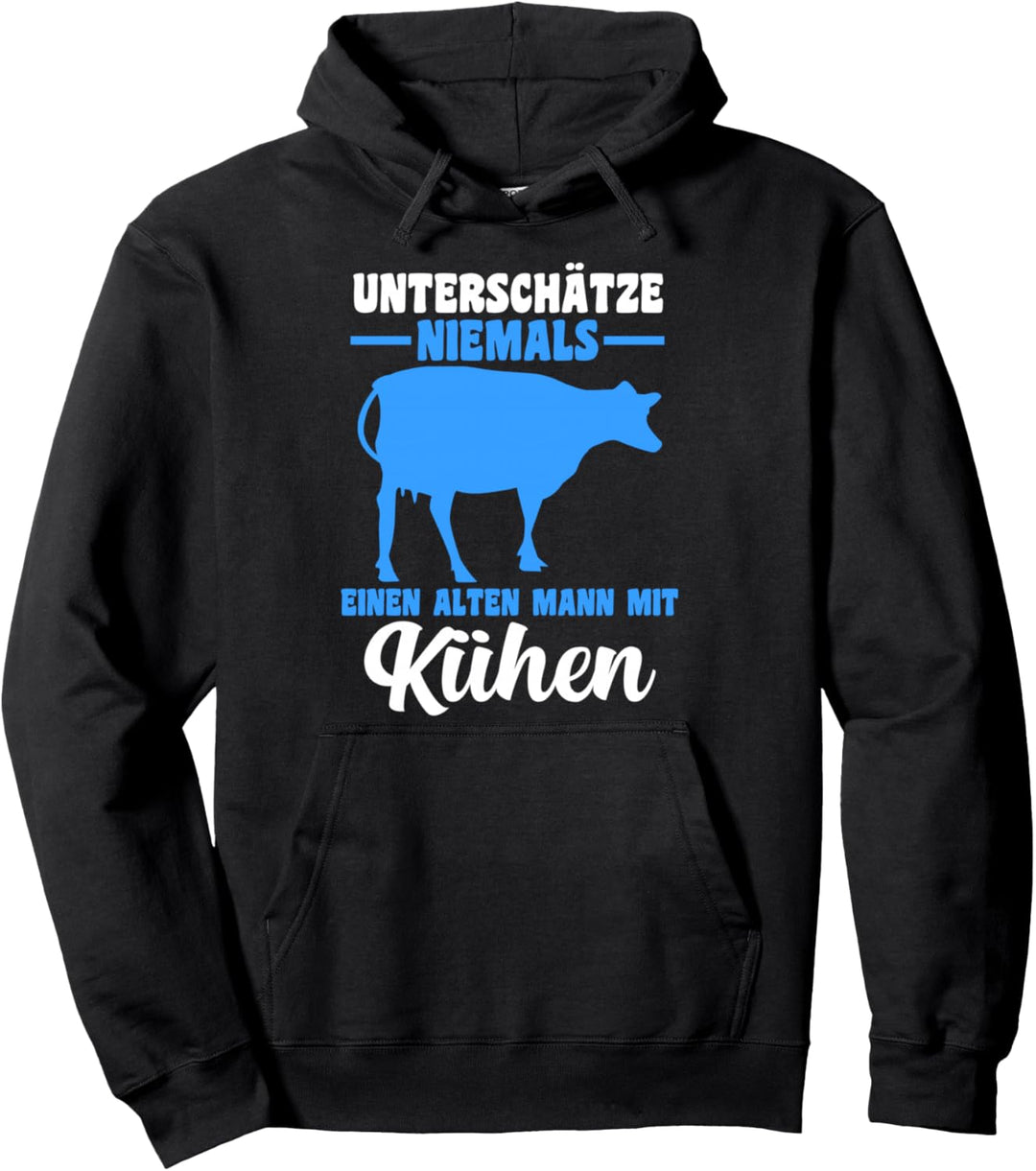 Unterschätze niemals einen alten Mann mit Kühe Pullover Hoodie