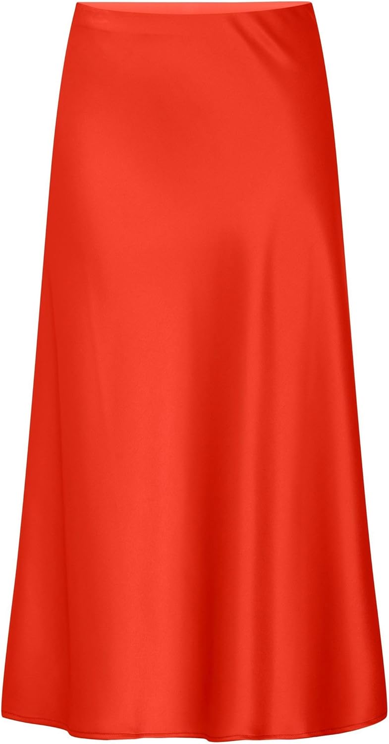 YAS Damen Yaspella Hw Midi Skirt S. Noos, XL Cherry Tomato