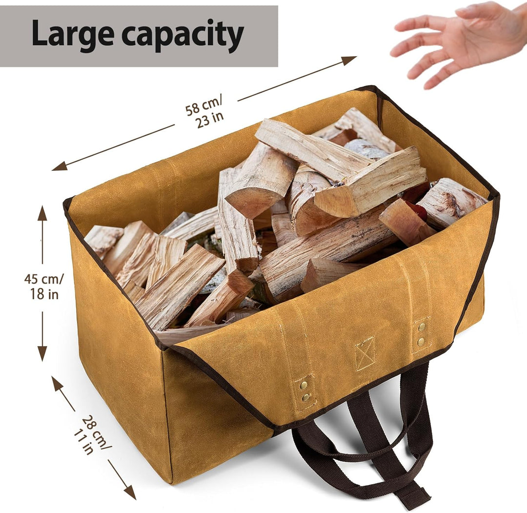 BONTHEE Extra Grosser Kaminholzträger Holzkorb Brennholztasche Tragetasche aus Segeltuch mit 2 Griff