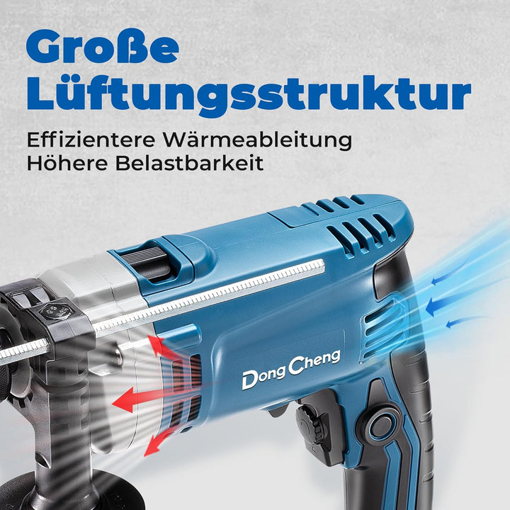 DongCheng Schlagbohrmaschine Bohrhammer 710W,13 mm Bohrfutter Schlagbohrer 45,000 IPM, 3000 RPM mit