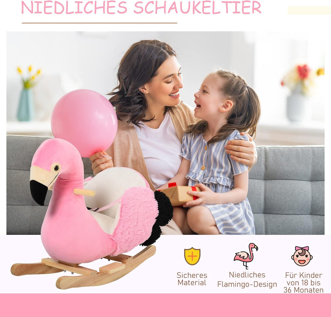 HOMCOM Schaukeltier Schaukelpferd Kinder Schaukel Rosa 60 x 33 x 52 cm