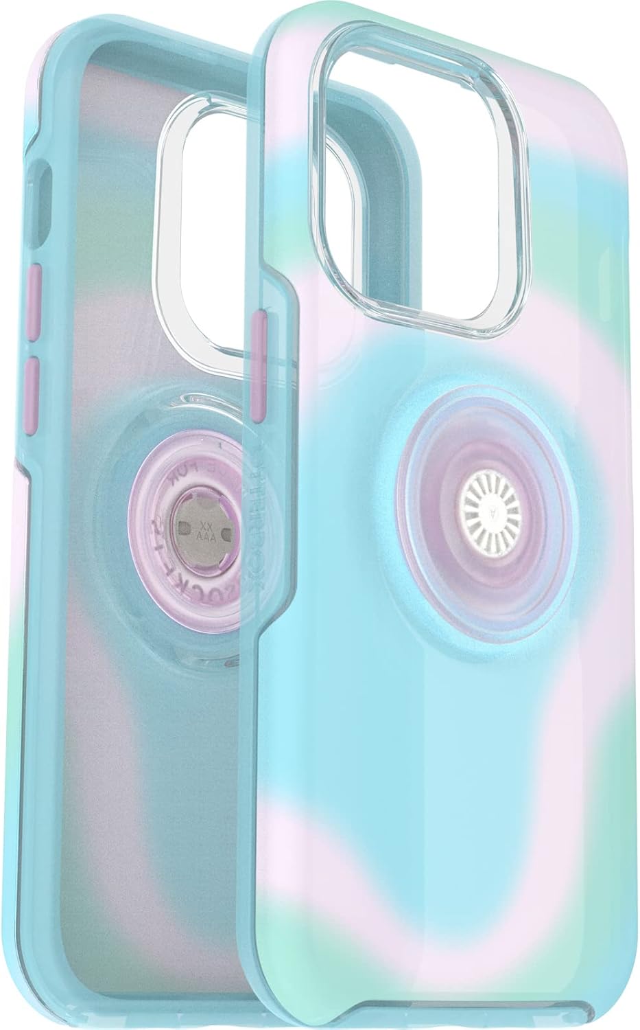 OtterBox Otter + POP Symmetry Clear Series für iPhone 14 Pro – Glänzende Aura (Pink) Otter + Pop Sym