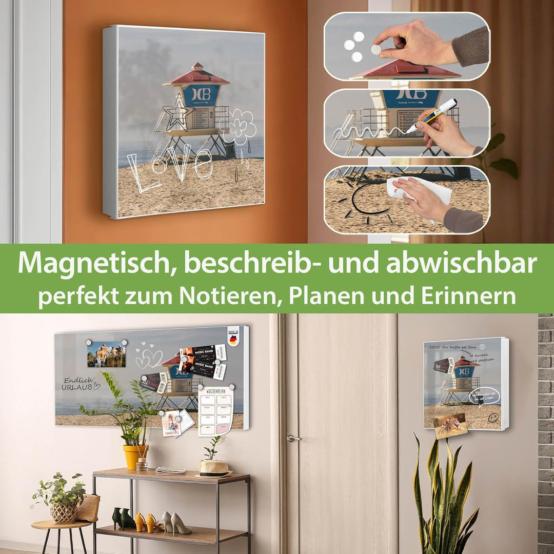 banjado Grosser Schlüsselkasten Glas - Schlüsselbox 30x30cm mit 50 Haken - Schlüsselkasten modern fü