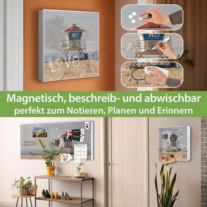 banjado Grosser Schlüsselkasten Glas - Schlüsselbox 30x30cm mit 50 Haken - Schlüsselkasten modern fü