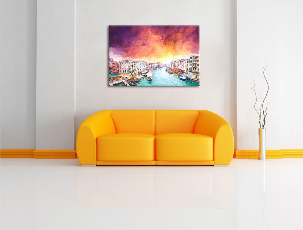 Venedig Malerei Effekt, Format: 100x70 auf Leinwand, XXL riesige Bilder fertig gerahmt mit Keilrahme