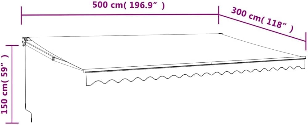 vidaXL Elektrische Markise mit Kurbel Creme 5x3 m Creme 5 x 3 m, Creme 5 x 3 m