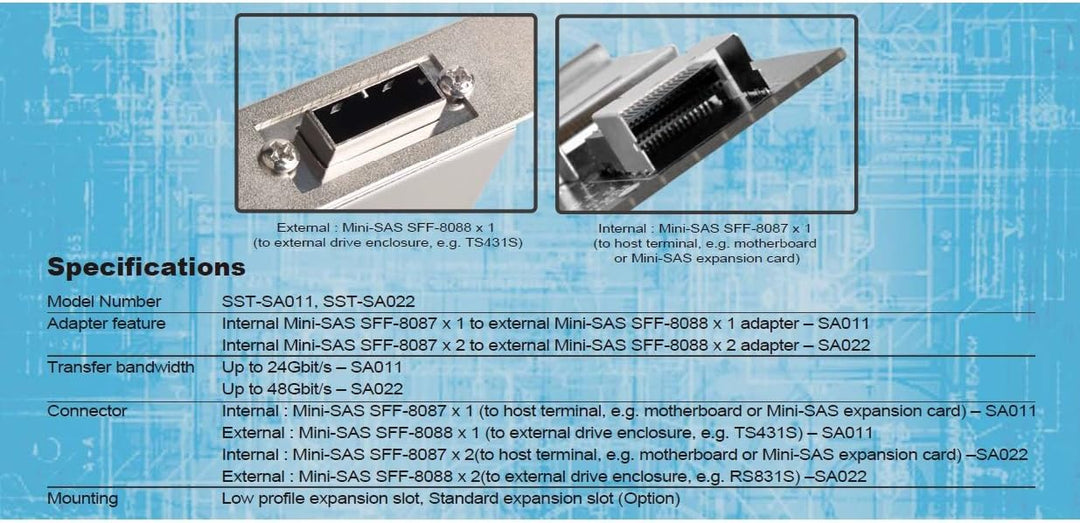 SilverStone SST-SA011 - Mini SAS Adapter, Intern Mini SAS 26pin SFF8087 zu Extern 36pin SFF8088, SST