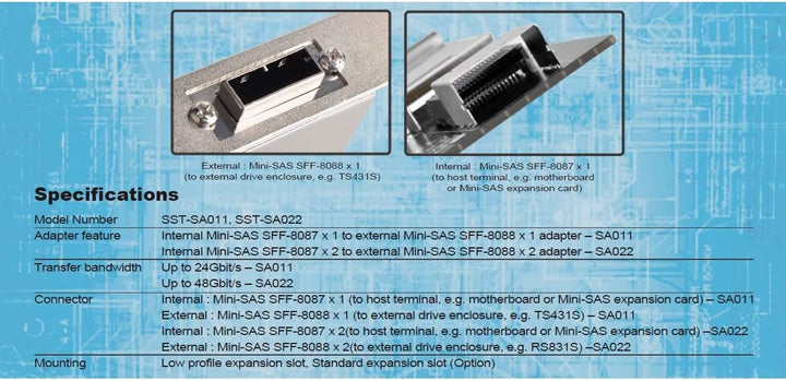 SilverStone SST-SA011 - Mini SAS Adapter, Intern Mini SAS 26pin SFF8087 zu Extern 36pin SFF8088, SST