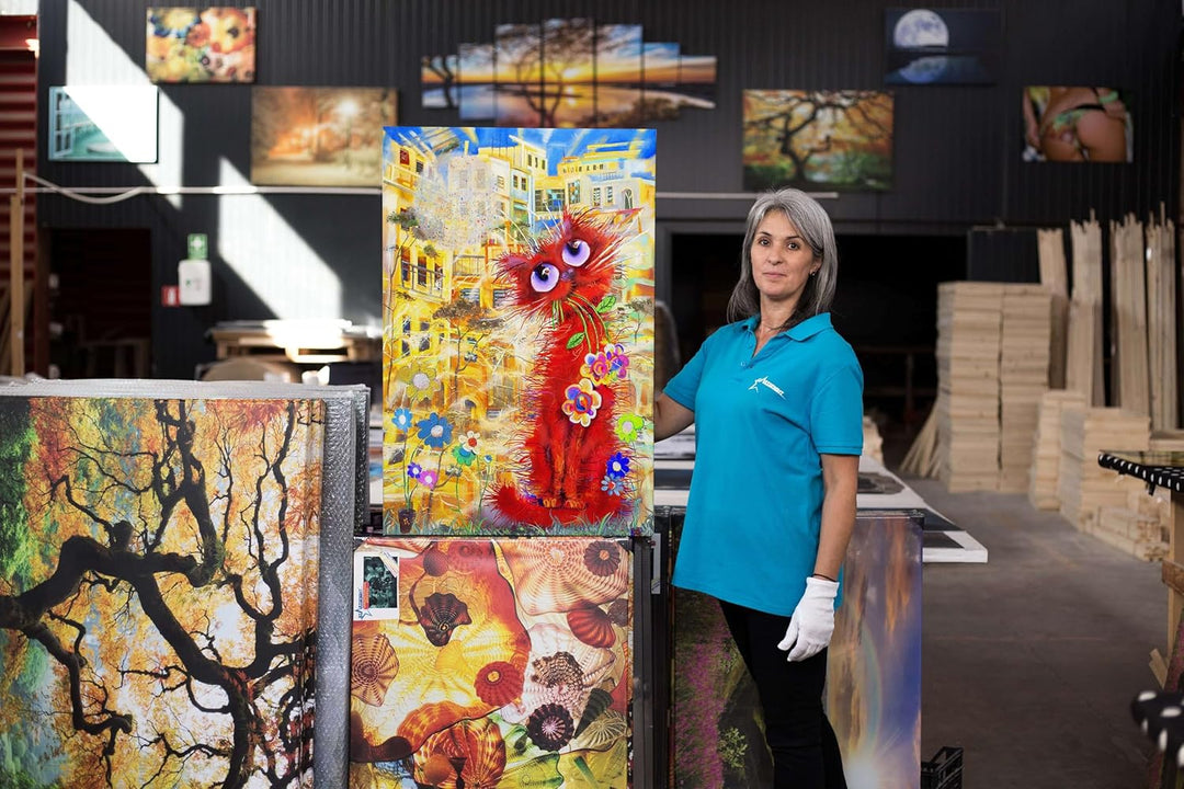 Startonight Bilder Niedliche Rote Lustige Katzen Malerei für Kinder - Leinwandbilder Moderne Kunst -