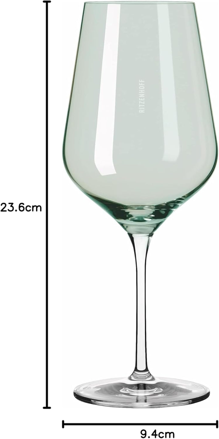 RITZENHOFF 3631004 Rotweinglas 500 ml – Serie Fjordlicht Nr. 4 – 2 Stück mit Farbverlauf Green – Mad