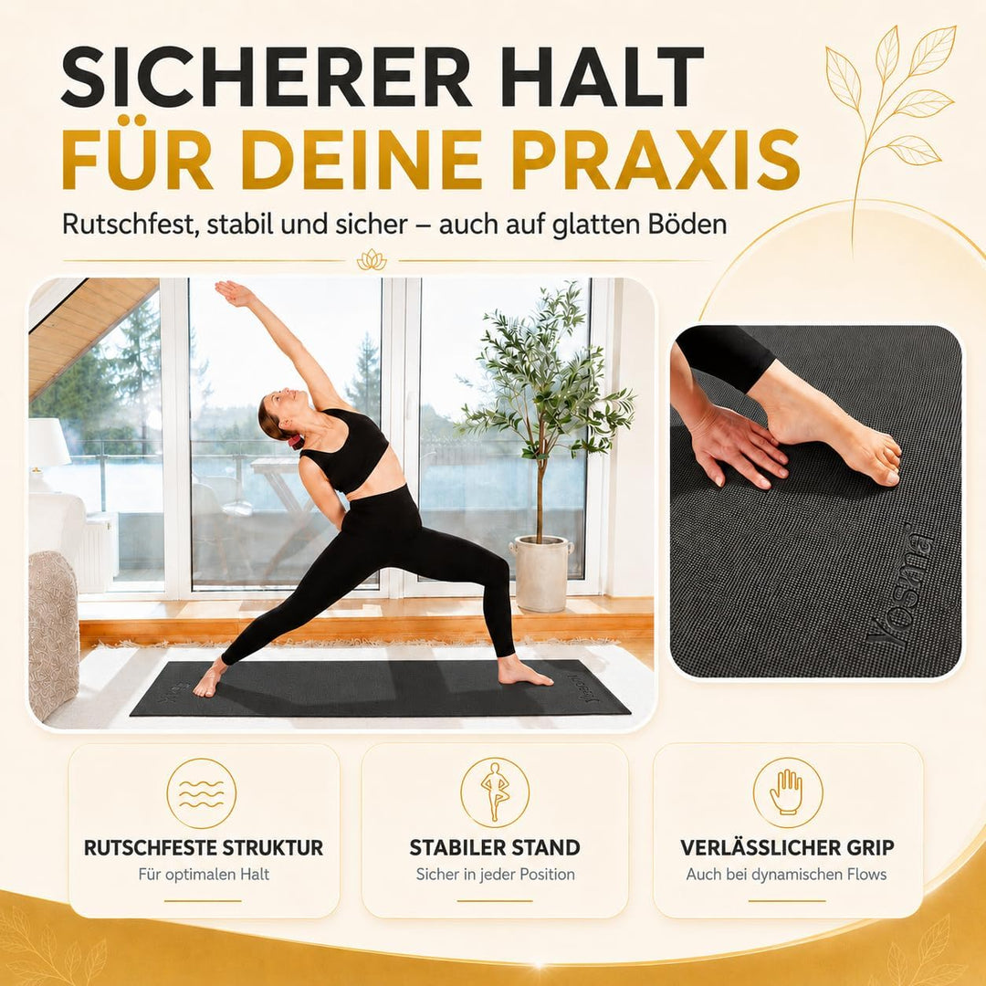 Yogamatte inkl. Tragetasche &amp; Video Kurs I Yoga Matte rutschfest I weiche Gymnastikmatte I Sportmatt