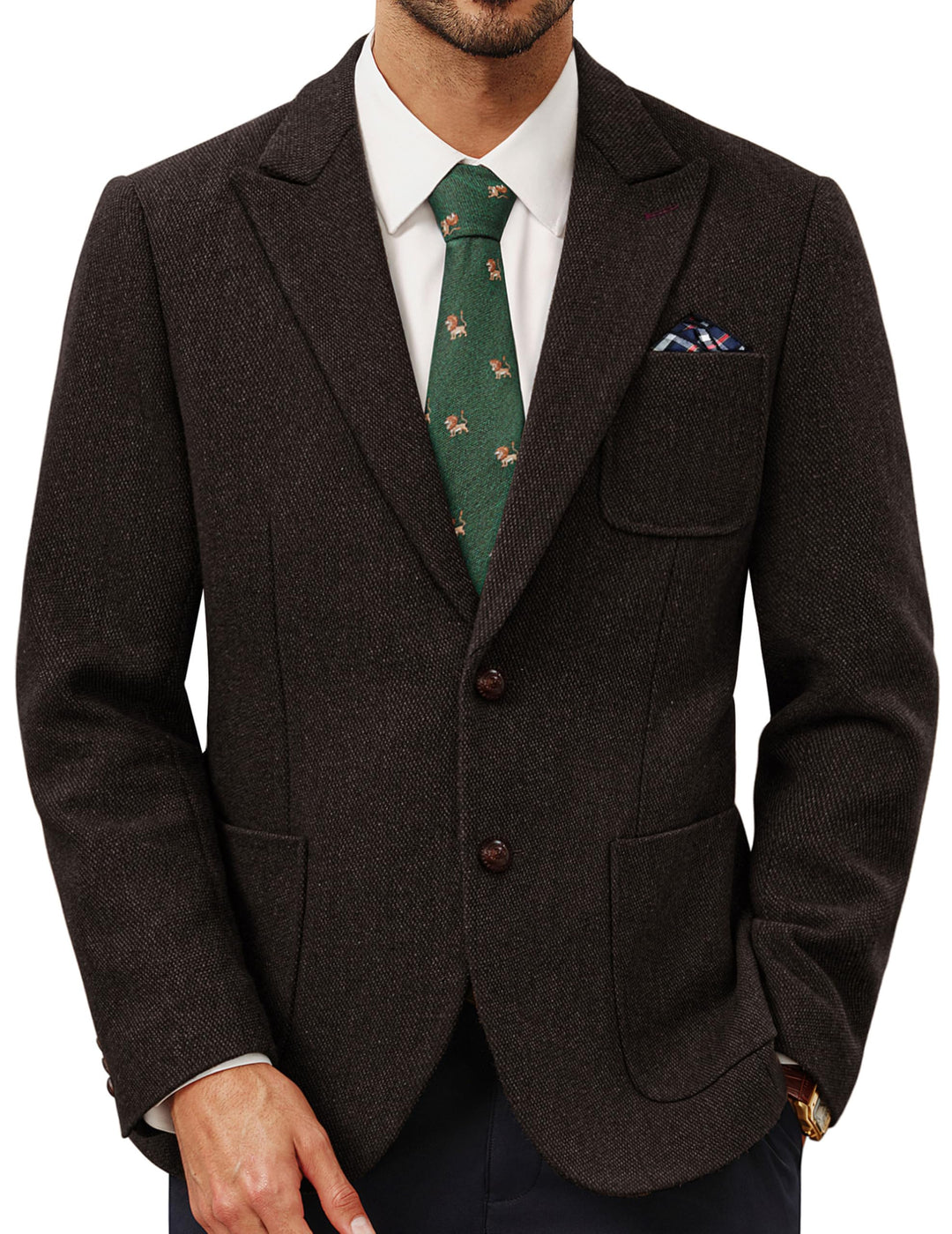 PJ PAUL JONES Sakko Herren 2 Knöpfe Tweed Wolle British Blazer Regular Fit Business Anzugjacke Männe