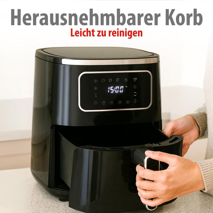 alpina Heissluftfritteuse 4.5L - Airfryer für 3 bis 4 Personen - Air Fryer mit Digitalanzeige - Eins