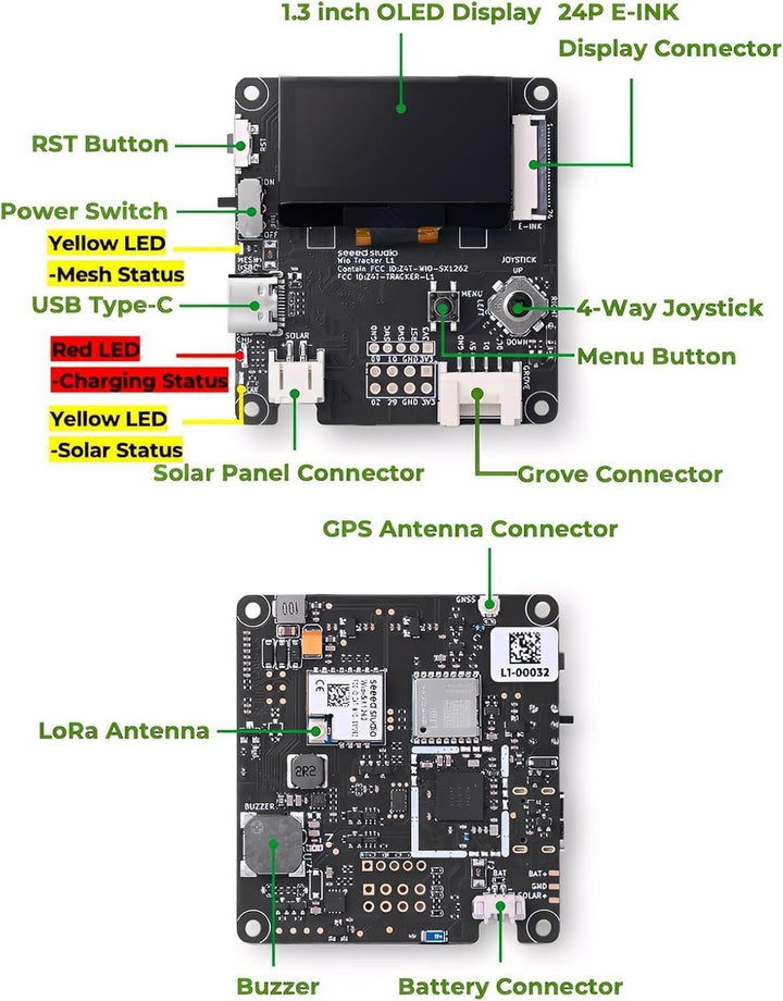 Wio Tracker L1 Board mit 3000mAh Akku – SX1262 nRF52840 Kit für AR duino Meshtastic LoRa, Blue Tooth