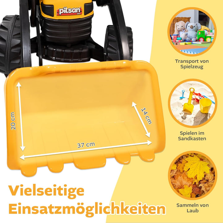 Lemodo Trettraktor ab 3 Jahre | Kinder Traktor in gelb| Traktor zum draufsitzen | Kindertraktor mit