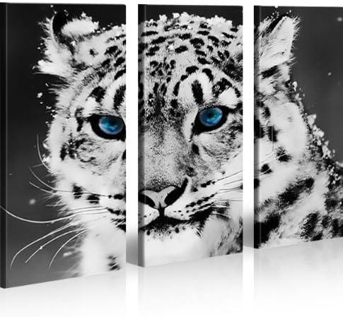 islandburner Bild Bilder auf Leinwand Weisser Tiger Schneeleopard XXL Poster Leinwandbild Wandbild D