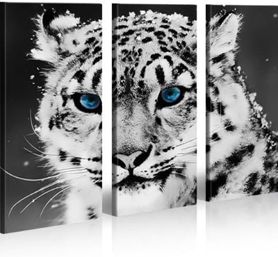 islandburner Bild Bilder auf Leinwand Weisser Tiger Schneeleopard XXL Poster Leinwandbild Wandbild D