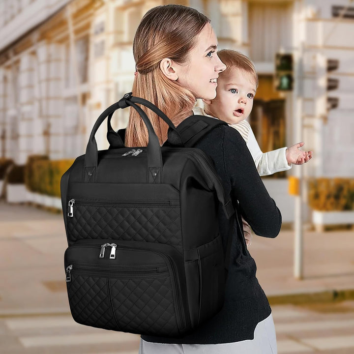 RAINSMORE Baby Wickelrucksack Gross mit Mobiler Wickelauflage Multifunktions Wickeltasche Kinderwage