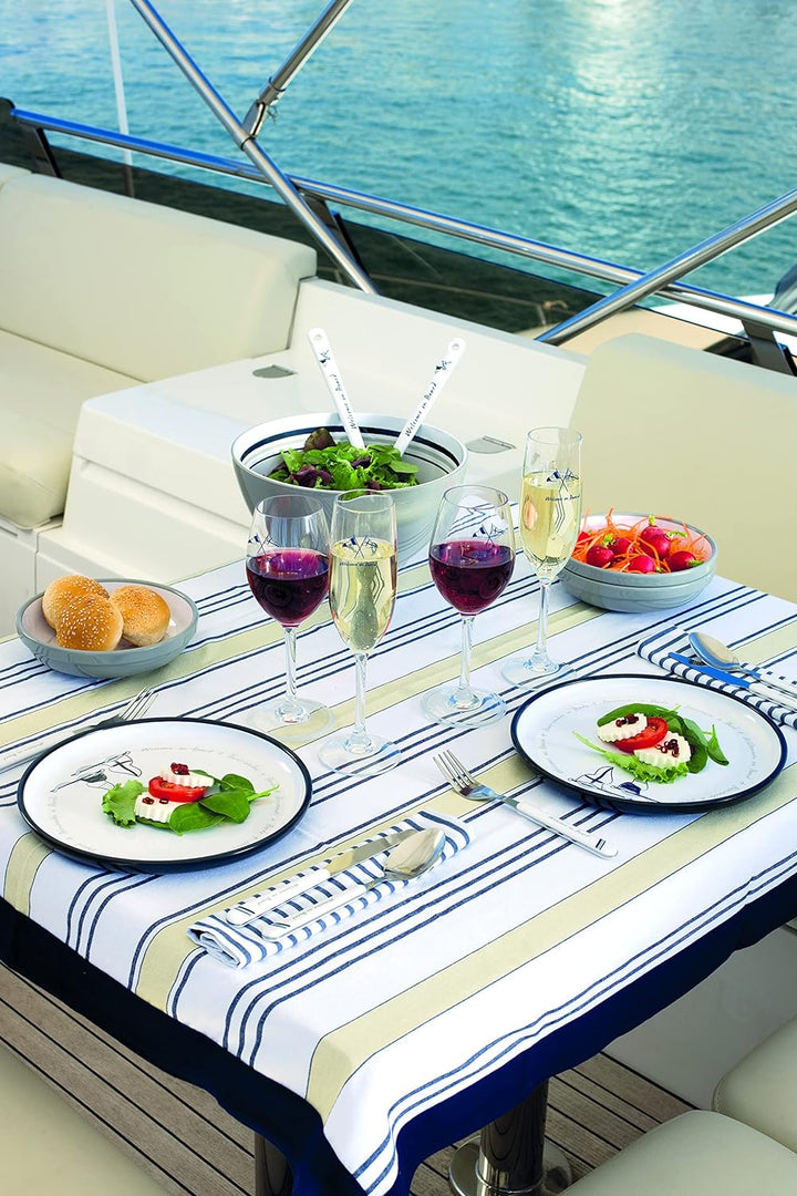 Marine Business Sea Drink Champagne, Transparent, Marineblau und Grau, 5 x 5 x 25 cm, 6 Stück