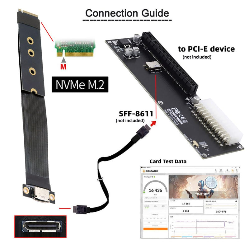 NFHK 2280 NGFF PCI-E4.0 M.2 M-Schlüssel zum Oculink SFF-8612 SFF-8611 Hostkabel 15 cm für NVME U.2 S