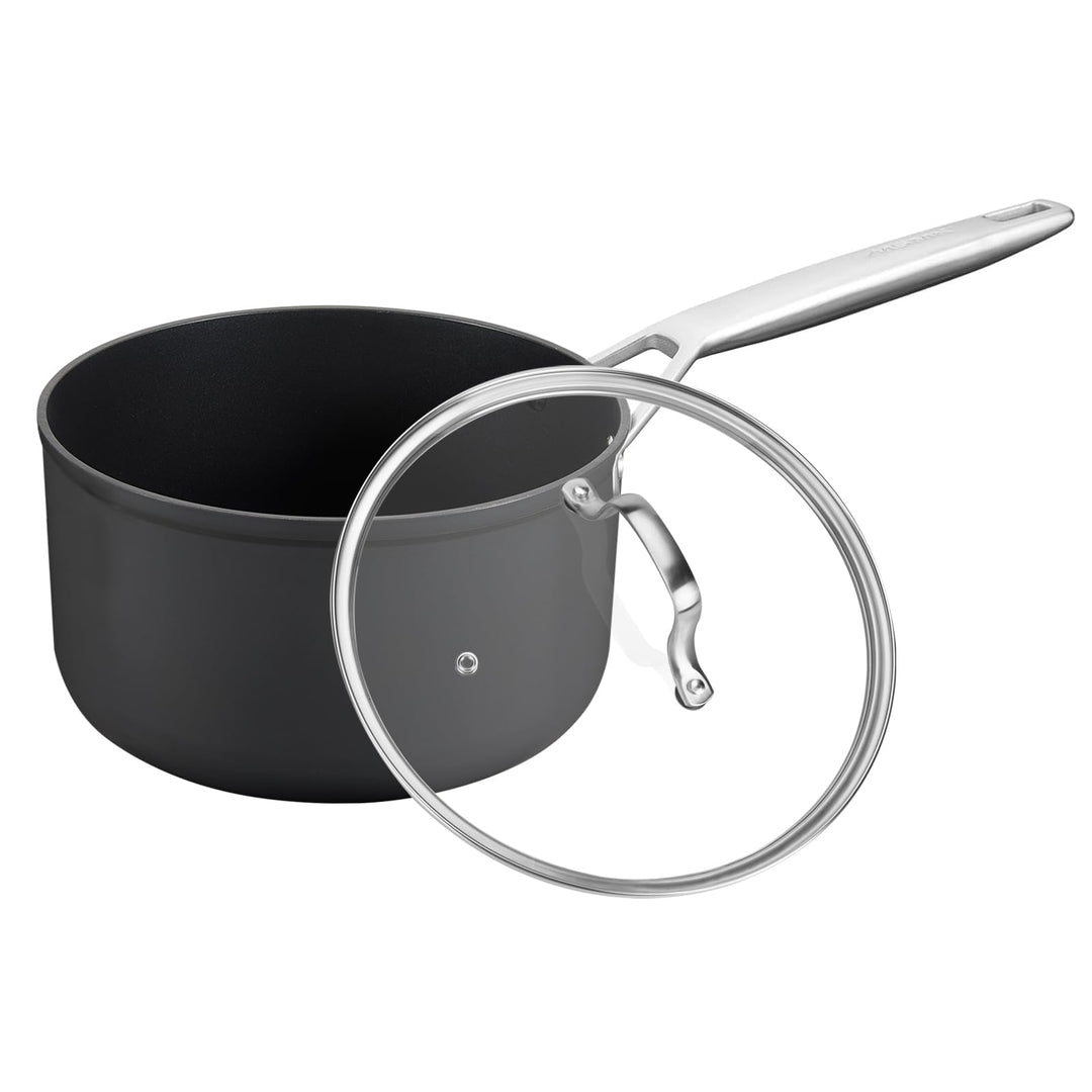 MSMK Kochtopf 16cm, 1.5L Kochtöpfe mit Deckel, Edelstahlgriff, Antihaft Topf Induktion, kratzfest, k