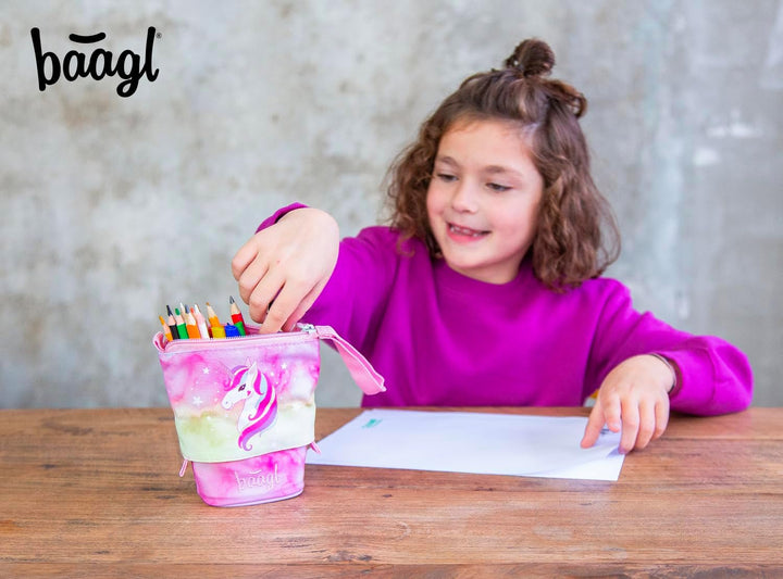 Baagl Federmäppchen Mädchen - Stifteetui Kinder - Mäppchen Etui für Schule - Robuste Federtasche & F
