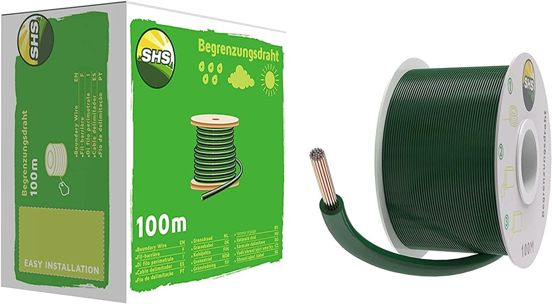 100m Begrenzungskabel + 300 Erdspiesse für Mähroboter Rasenmäher Rasenroboter Zubehör Set Begrenzung