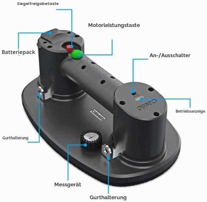 NEMO GRABO (2 Batterien, 2 Dichtungen) – elektrischer Vakuum-Saugnapfheber für Holz, Paver, Trockenb