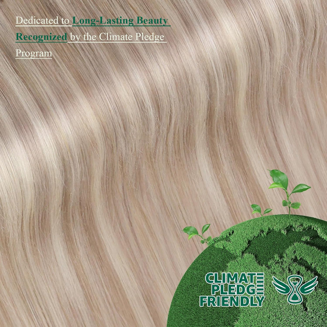 Easyouth Haarverlängerung Echthaar Clip Remy Echthaar Extensions Clip in Farbe Aschblond Mix Gelb Bl