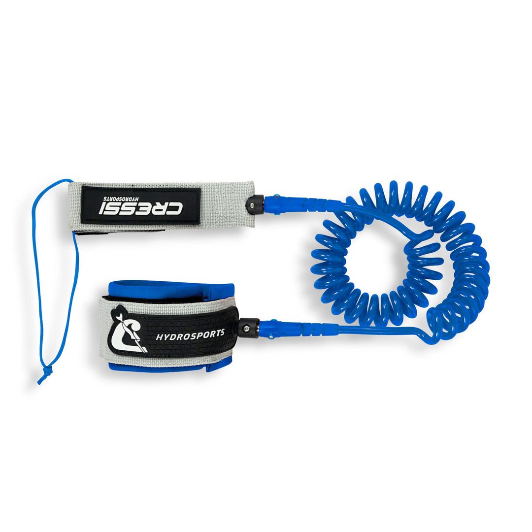 Cressi Unisex Adult Sup Coiled Leash 10' 300 cm Spiral Ankle Lead for SUPs, Grau/Blau, 25 cm