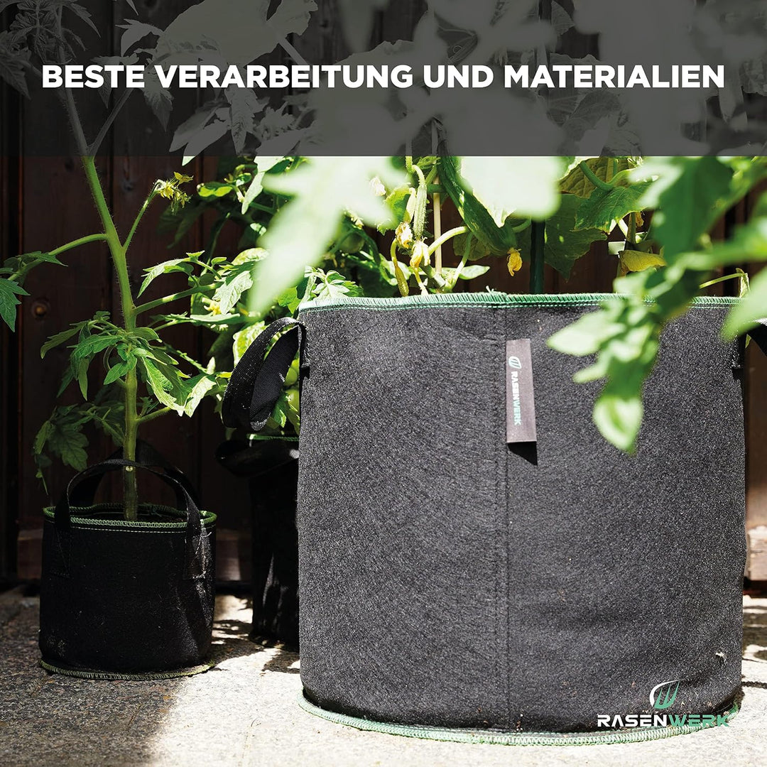 60 Liter Pflanztasche aus Vliesstoff - Pflanzsack für Garten, Gewächshaus &amp; Balkon - Pflanzbeutel fü