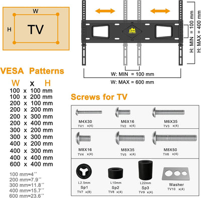 FORGING MOUNT TV Ständer Standfuss Fernsehstand für 32 bis 70 Zoll Flach & Curved Fernseher, Holz TV