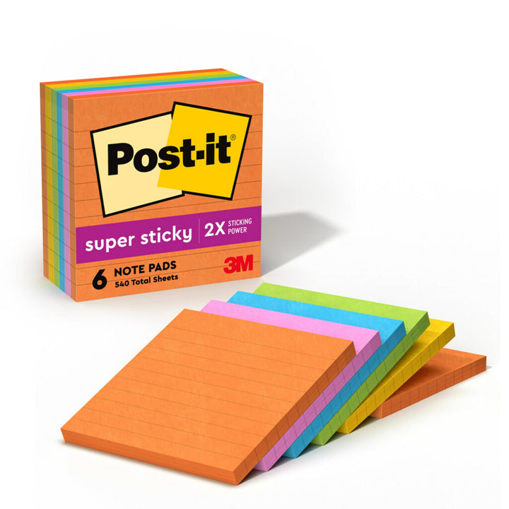 Post-it Super Haftnotizen, 10,2 x 10,2 cm, 6 Blöcke, 2 x die Haftkraft, Energy Boost Collection, hel