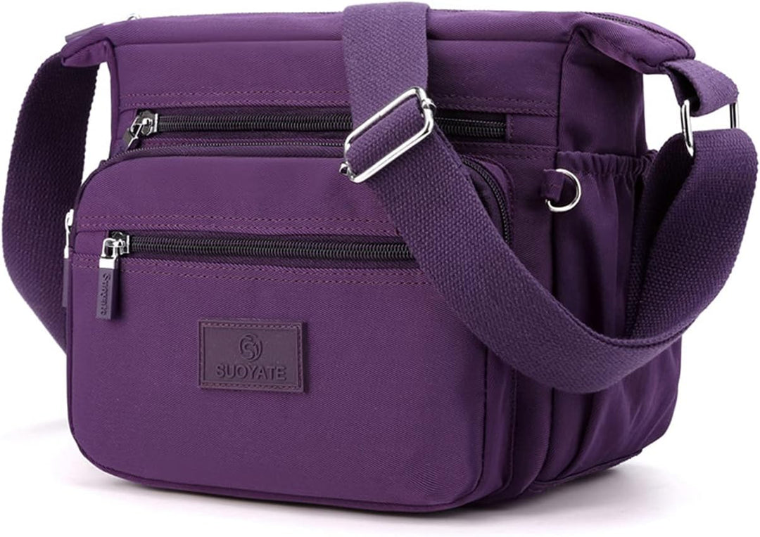 PORRASSO Damen Umhängetasche Casual Schultertasche Multi Tasche Nylon Handtasche für Reisen Wandern