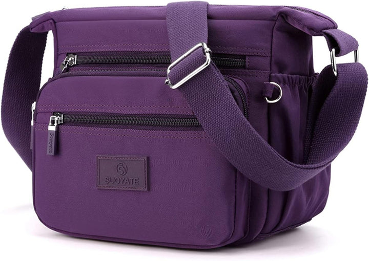 PORRASSO Damen Umhängetasche Casual Schultertasche Multi Tasche Nylon Handtasche für Reisen Wandern