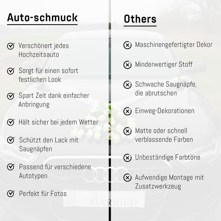 Spitze STRAUss Auto Schmuck Braut Paar Rose Deko Dekoration Autoschmuck Hochzeit Car Auto Wedding De