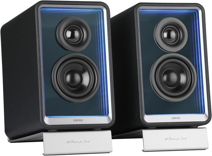 EDIFIER QR65 Aktive Design-Monitorlautsprecher (70 Watt) mit RGB-Lichteffekten, 3X USB TurboGaN-Schn
