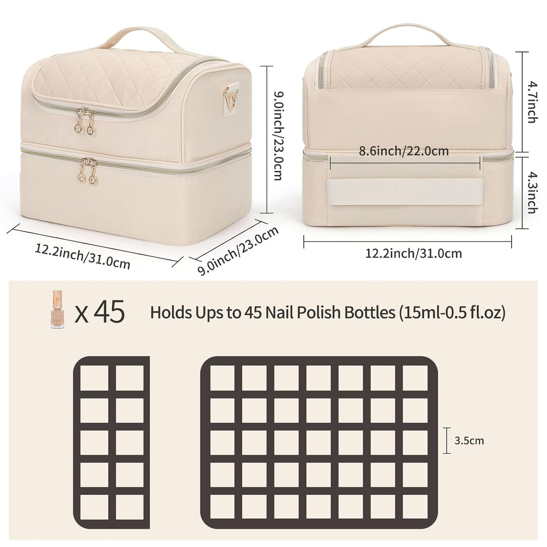 Nagellack Aufbewahrung, Doppelschicht Nagellack Organizer Tasche, Reise Aufbewahrungsbox für 45 Flas