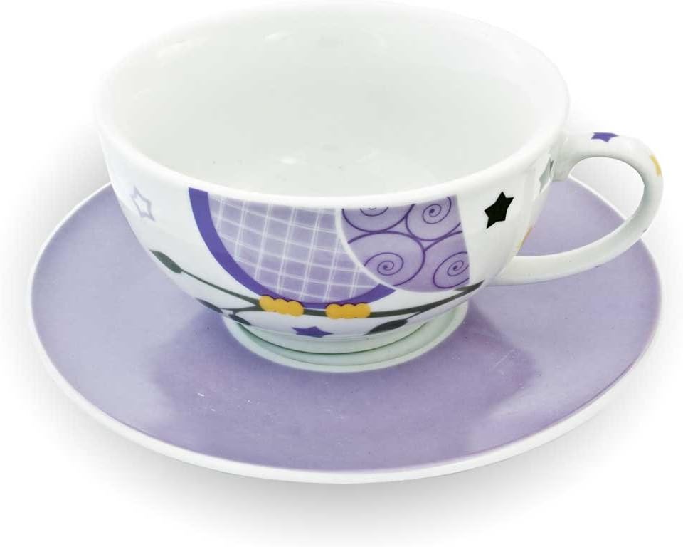 Porzellan Tee Set Tea for one Teeservice Teekanne Tasse Untersetzer Eule lila weiss