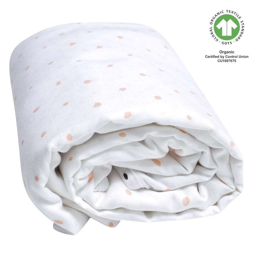 MOTHERHOOD Babydecke GOTS Zertifiziert aus Bio-Baumwolle, 2-lagig, 130 x 130 cm - Kleckse apricot un